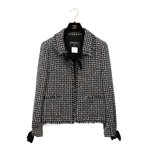 CHANEL RIBBON TWEED JACKET BLACK WOOL 40 04A RTW 90299827