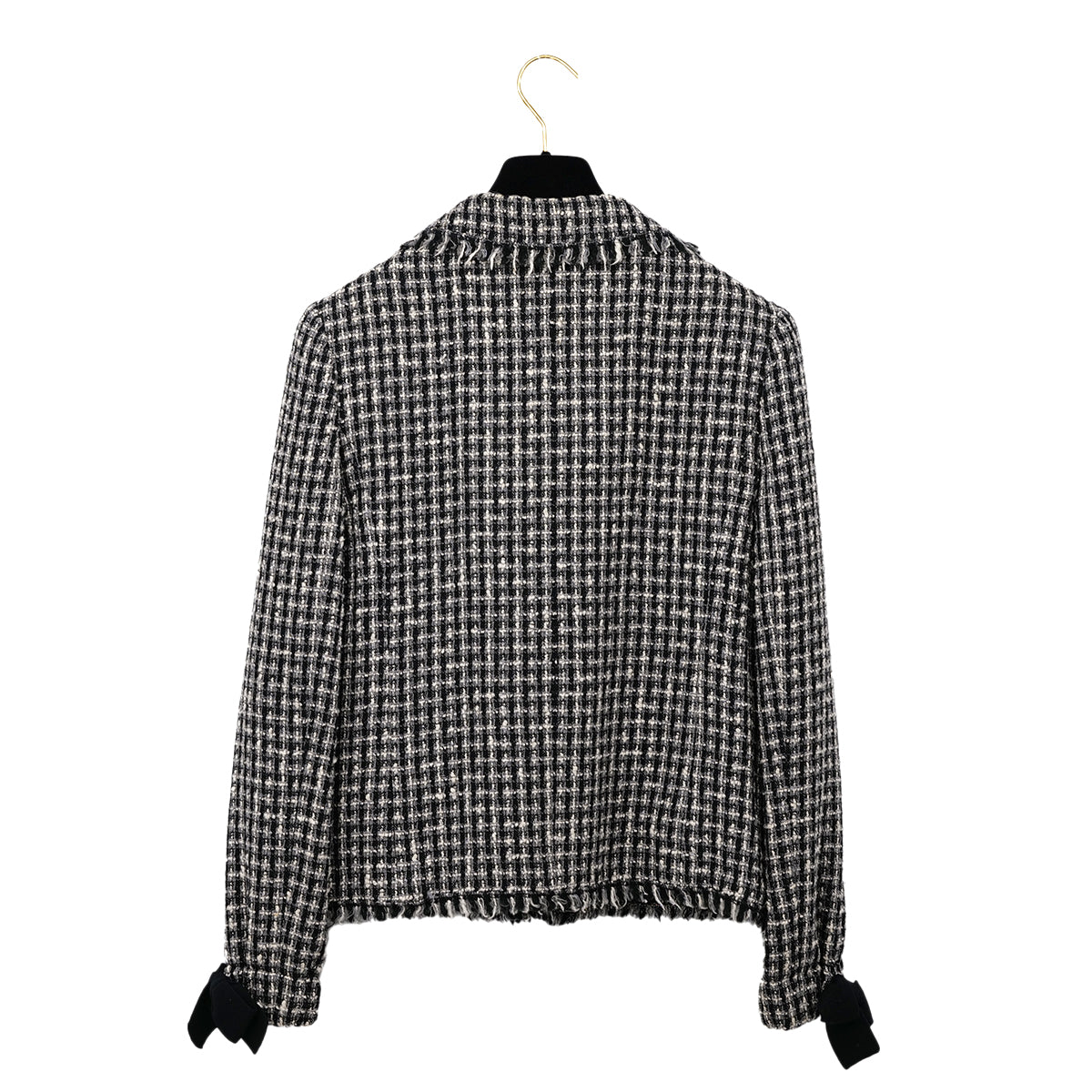 CHANEL RIBBON TWEED JACKET BLACK WOOL 40 04A RTW 90299827
