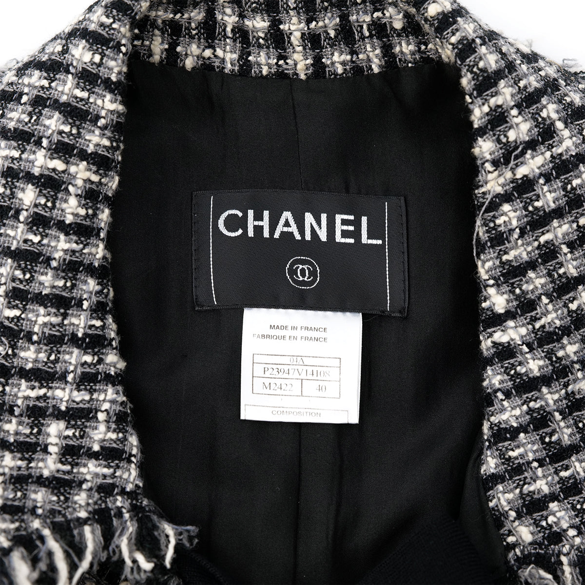 CHANEL RIBBON TWEED JACKET BLACK WOOL 40 04A RTW 90299827