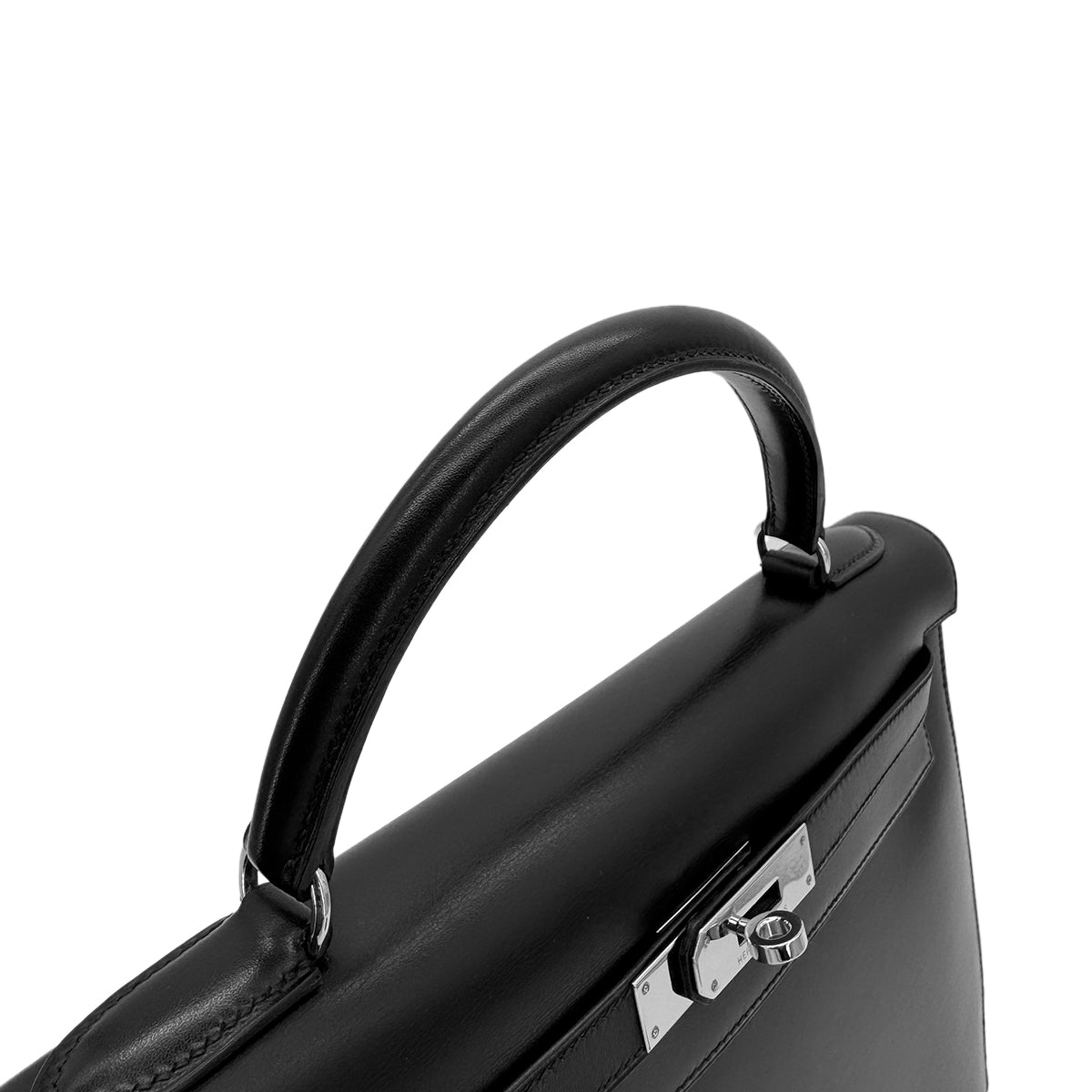 HERMES KELLY 32 SELLIER BLACK BOXCALF HAND SHOULDER BAG □C SHW 90299828