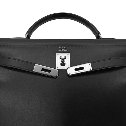 HERMES KELLY 32 SELLIER BLACK BOXCALF HAND SHOULDER BAG □C SHW 90299828 - PURPOSE