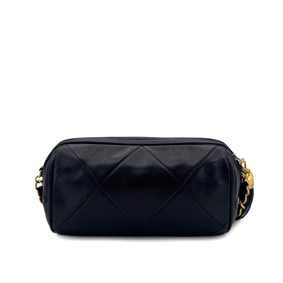 CHANEL VINTAGE FRINGE SHOULDER BAG NAVY LAMB SKIN 90300005