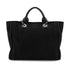 CHANEL DEAUVILLE MM CHAIN TOTE BAG BLACK CANVAS LEATHER 90300006 - PURPOSE