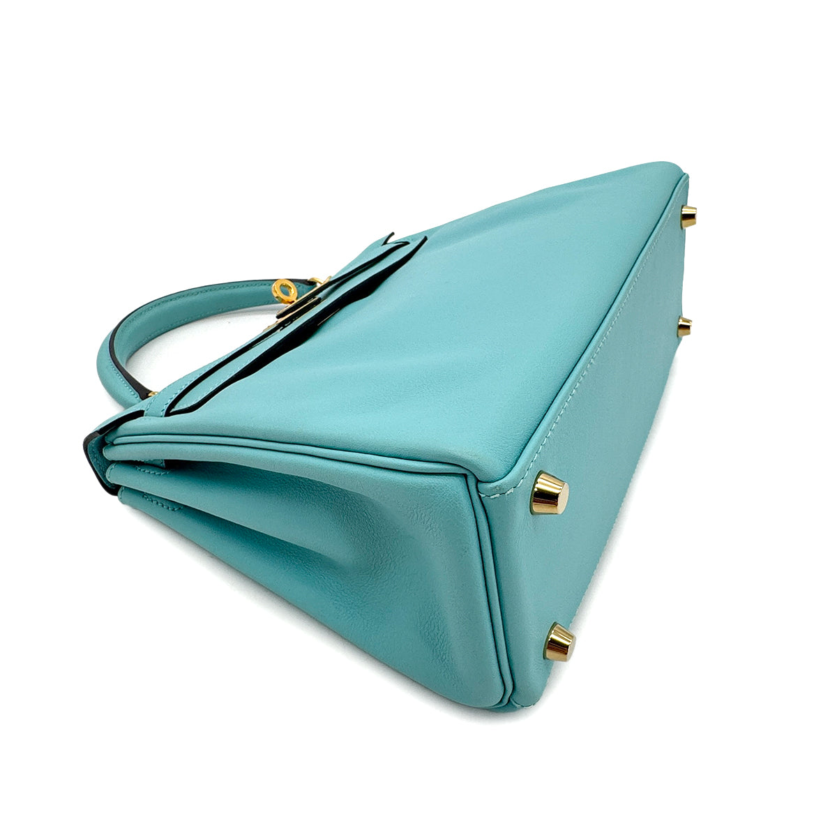 HERMES KELLY 25 RETOURNE BLUE SAINT CYR SWIFT HAND SHOULDER BAG T GHW 90300009