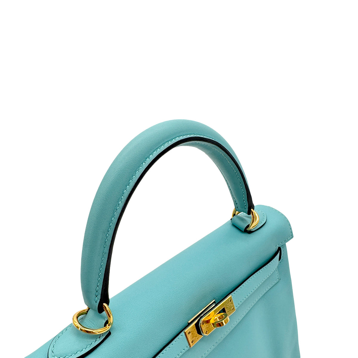 HERMES KELLY 25 RETOURNE BLUE SAINT CYR SWIFT HAND SHOULDER BAG T GHW 90300009