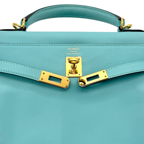 HERMES KELLY 25 RETOURNE BLUE SAINT CYR SWIFT HAND SHOULDER BAG 2015 T GOLD HARD WARE 90300009 - PURPOSE
