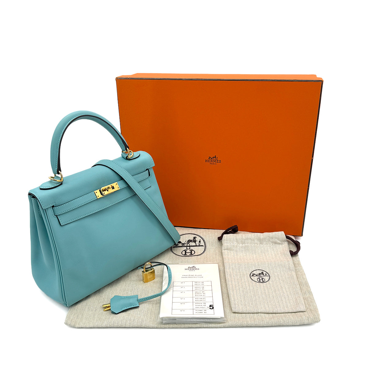 HERMES KELLY 25 RETOURNE BLUE SAINT CYR SWIFT HAND SHOULDER BAG T GHW 90300009