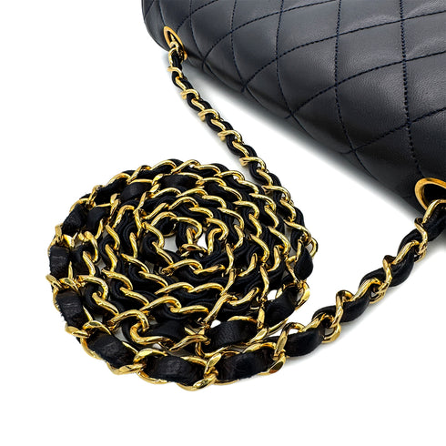 CHANEL VINTAGE MATELASSE HALF MOON CHAIN SHOULDER BAG NAVY LAMB SKIN 90300010 - PURPOSE