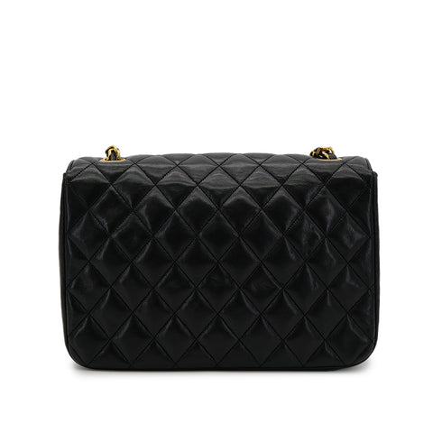 CHANEL VINTAGE MATELASSE HALF MOON CHAIN SHOULDER BAG BLACK LAMB SKIN 90300011 - PURPOSE