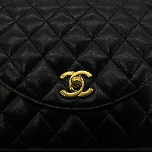 CHANEL VINTAGE MATELASSE HALF MOON CHAIN SHOULDER BAG BLACK LAMB SKIN 90300011 - PURPOSE