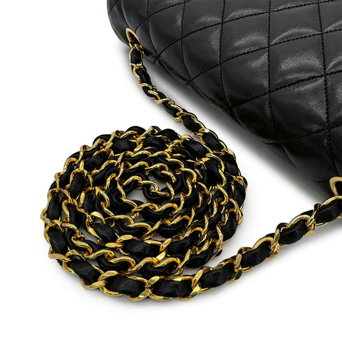CHANEL VINTAGE MATELASSE HALF MOON CHAIN SHOULDER BAG BLACK LAMB SKIN 90300011 - PURPOSE