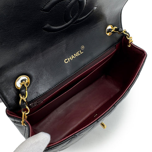 CHANEL VINTAGE MATELASSE HALF MOON CHAIN SHOULDER BAG BLACK LAMB SKIN 90300011 - PURPOSE