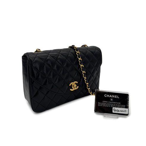 CHANEL VINTAGE MATELASSE HALF MOON CHAIN SHOULDER BAG BLACK LAMB SKIN 90300011 - PURPOSE