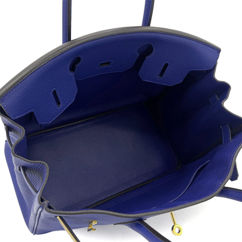 HERMES BIRKIN 30 BLUE ELECTRIQUE TAURILLON CLEMENCE HAND BAG X GHW 90300014 - PURPOSE