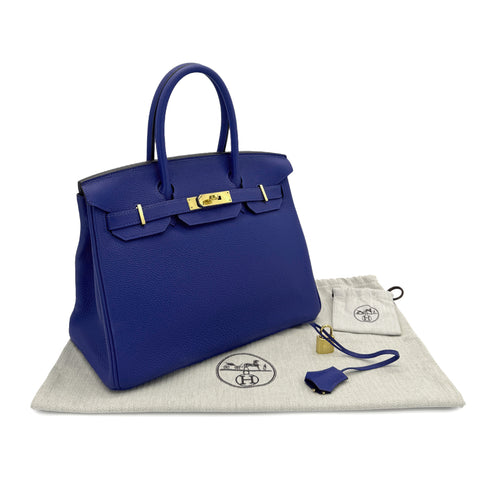 HERMES BIRKIN 30 BLUE ELECTRIQUE TAURILLON CLEMENCE HAND BAG X GHW 90300014 - PURPOSE