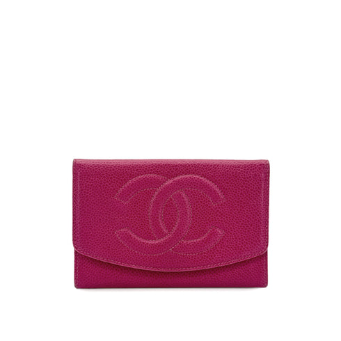 CHANEL BIFOLD COMPACT WALLET PINK CAVIAR SKIN 90300025