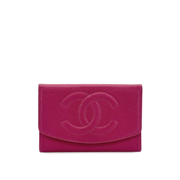 CHANEL BIFOLD COMPACT WALLET PINK CAVIAR SKIN 90300025