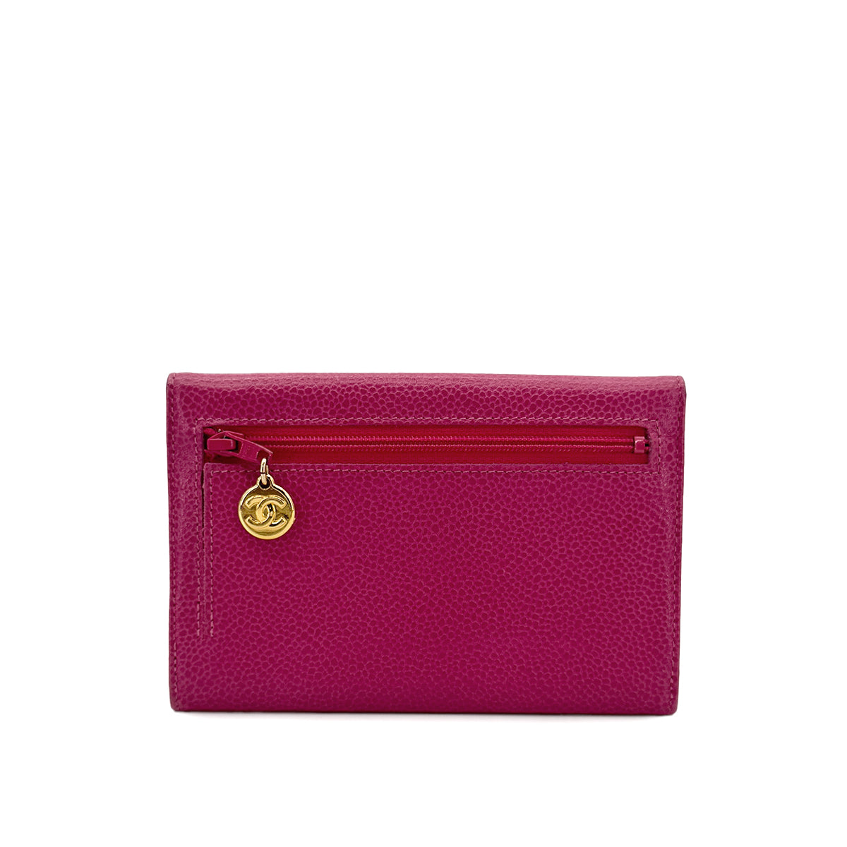 CHANEL BIFOLD COMPACT WALLET PINK CAVIAR SKIN 90300025