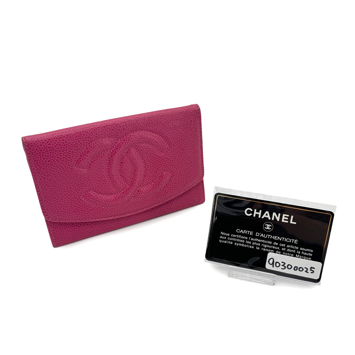 CHANEL BIFOLD COMPACT WALLET PINK CAVIAR SKIN 90300025