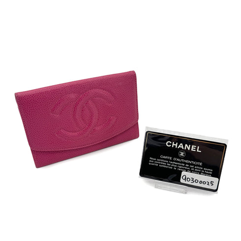 CHANEL BIFOLD COMPACT WALLET PINK CAVIAR SKIN 90300025