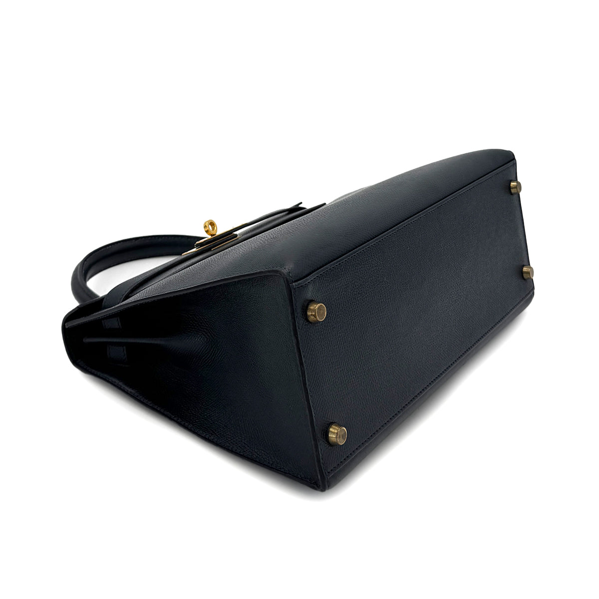 HERMES KELLY 28 SELLIER BLUE INDIGO COUCHEVEL HAND SHOULDER BAG 〇U GHW 90300026