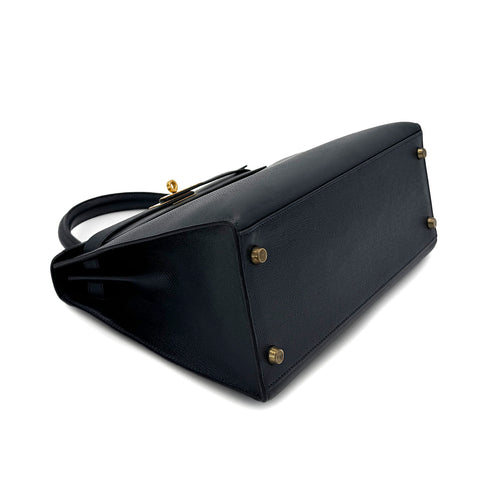 HERMES KELLY 28 SELLIER BLUE INDIGO COUCHEVEL HAND SHOULDER BAG 〇U GHW 90300026 - PURPOSE