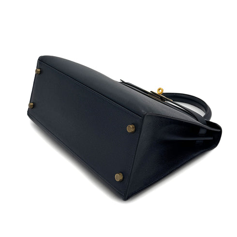 HERMES KELLY 28 SELLIER BLUE INDIGO COUCHEVEL HAND SHOULDER BAG 〇U GHW 90300026 - PURPOSE