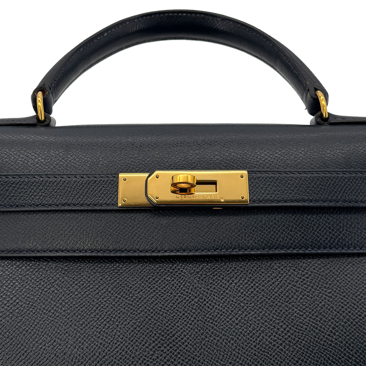HERMES KELLY 28 SELLIER BLUE INDIGO COUCHEVEL HAND SHOULDER BAG 〇U GHW 90300026