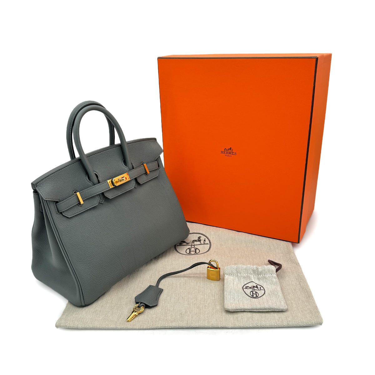 HERMES BIRKIN 25 VERT AMANDE TOGO HAND BAG W GHW 90300027