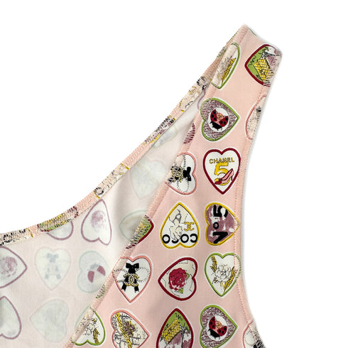 CHANEL VALENTINE 2006 HEART MOTIF SLEEVELESS DRESS PINK NYLON 40 06P RTW 90300030