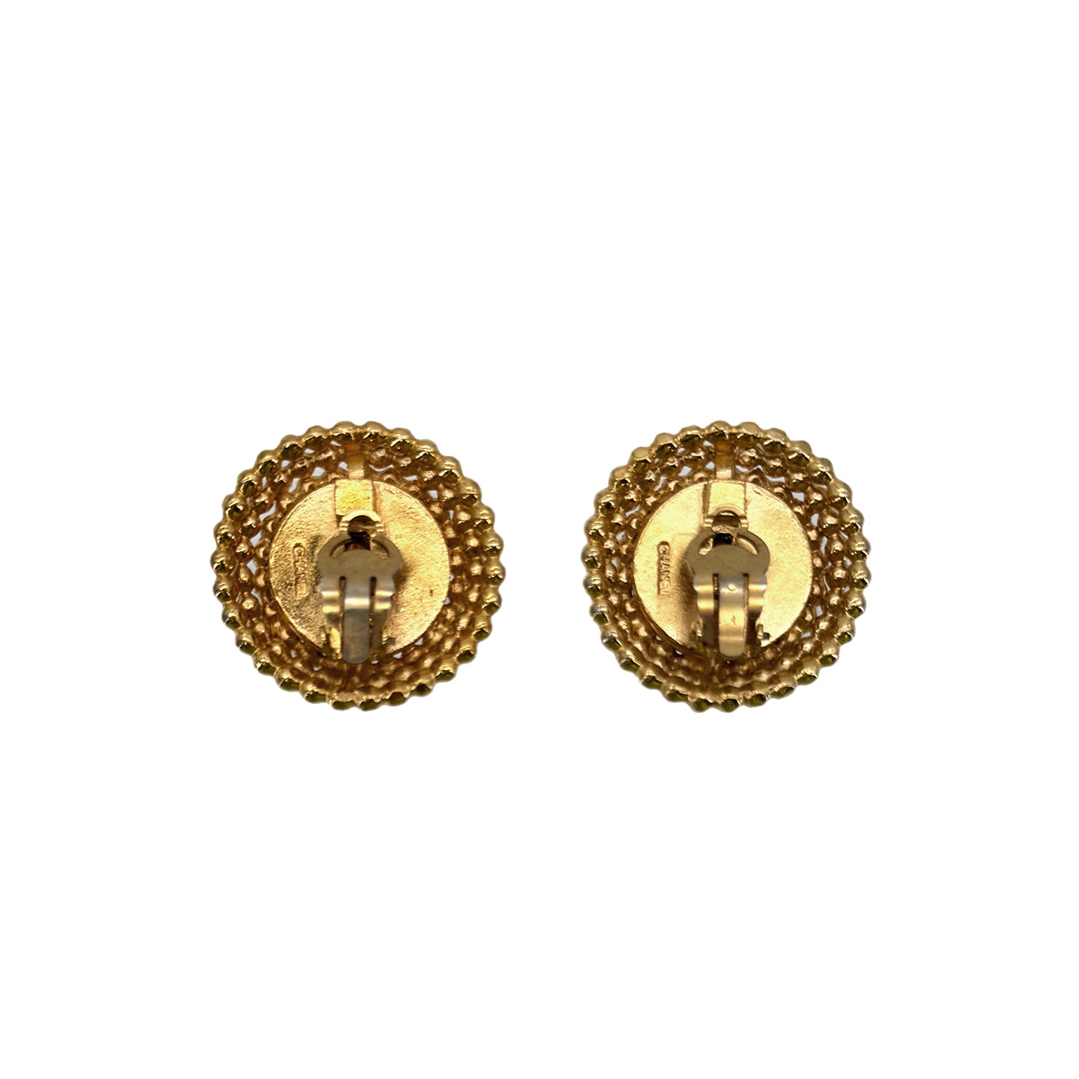 CHANEL VINTAGE EARRINGS ROUND COCOMARK GOLD ACCESSORY 90300539