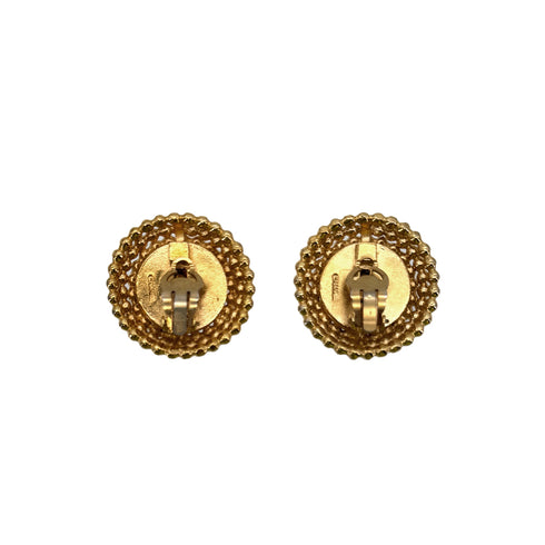CHANEL VINTAGE EARRINGS ROUND COCOMARK GOLD ACCESSORY 90300539