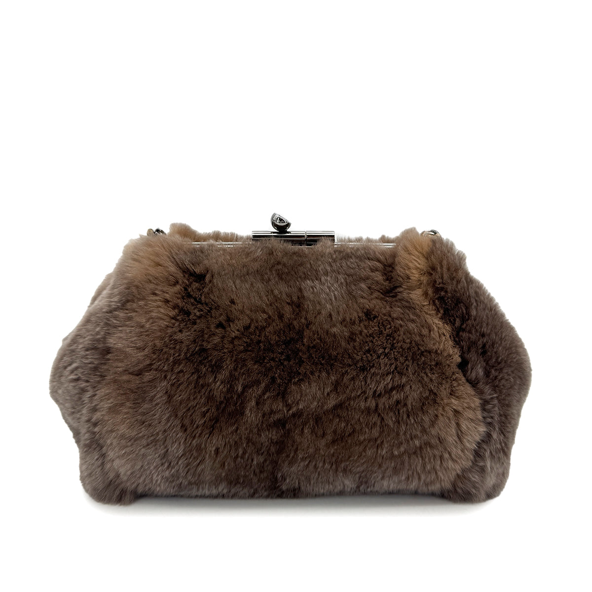 CHANEL VINTAGE CHAIN SHOULDER BAG BROWN FUR 90300546