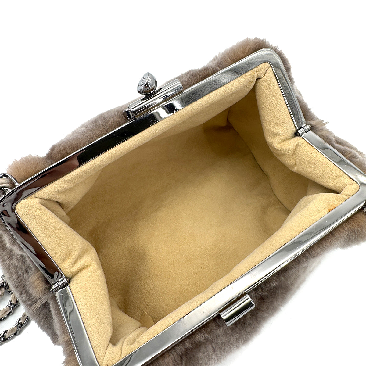 CHANEL VINTAGE CHAIN SHOULDER BAG BROWN FUR 90300546