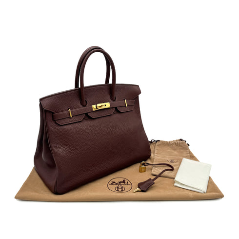 HERMES BIRKIN 35 MARRON FONCE TOGO HAND BAG □C GHW 90300551 - PURPOSE