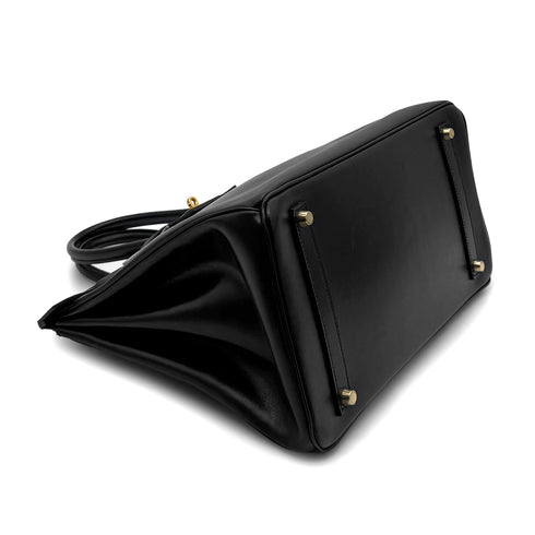 HERMES BIRKIN 35 BLACK BOX CALF HAND BAG □C GHW 90300552 - PURPOSE