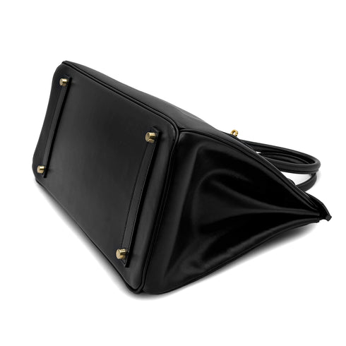 HERMES BIRKIN 35 BLACK BOX CALF HAND BAG □C GHW 90300552 - PURPOSE