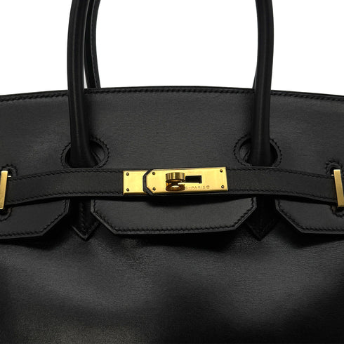 HERMES BIRKIN 35 BLACK BOX CALF HAND BAG □C GHW 90300552 - PURPOSE