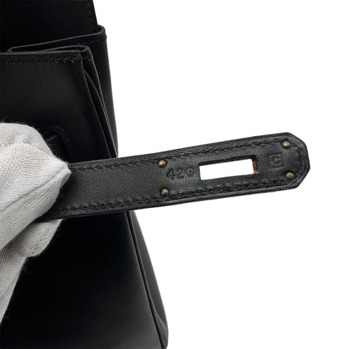 HERMES BIRKIN 35 BLACK BOX CALF HAND BAG □C GHW 90300552 - PURPOSE