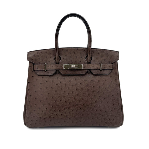 HERMES BIRKIN 30 BROWN OSTRICH HAND BAG □N SHW 90300555 - PURPOSE