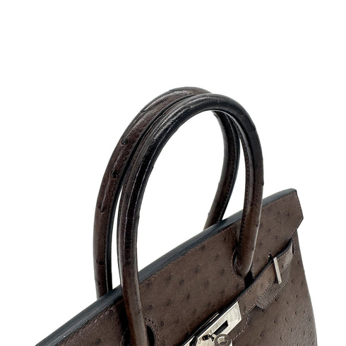 HERMES BIRKIN 30 BROWN OSTRICH HAND BAG □N SHW 90300555 - PURPOSE