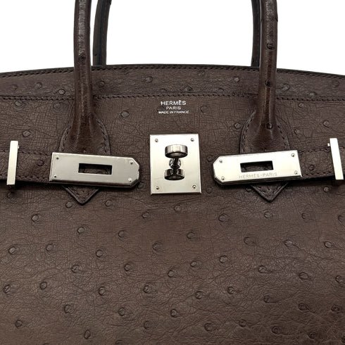 HERMES BIRKIN 30 BROWN OSTRICH HAND BAG □N SHW 90300555 - PURPOSE