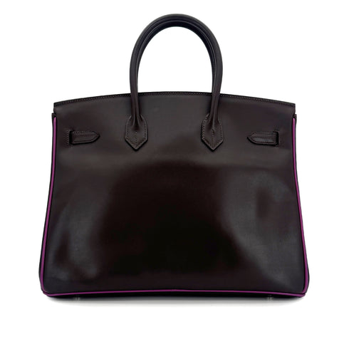 HERMES BIRKIN 35 CHOCOLAT CYCLAMEN BOXCALF HAND BAG □J SHW 90300560 - PURPOSE