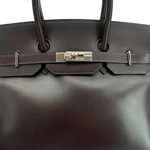 HERMES BIRKIN 35 CHOCOLAT CYCLAMEN BOXCALF HAND BAG □J SHW 90300560 - PURPOSE