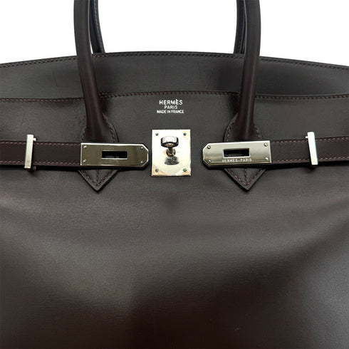 HERMES BIRKIN 35 CHOCOLAT CYCLAMEN BOXCALF HAND BAG □J SHW 90300560 - PURPOSE