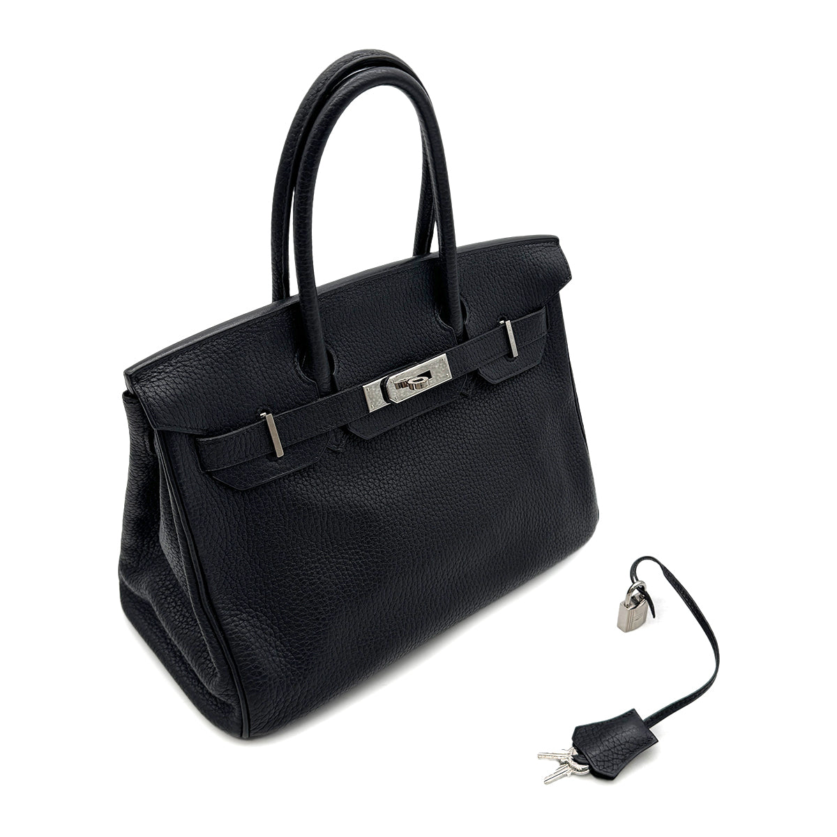 HERMES BIRKIN 30 BLACK TOGO HAND BAG □J SHW 90300574