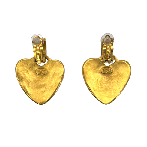 CHANEL VINTAGE EARRINGS HEART COCOMARK ACCESSORY 95P 90300598