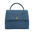 CHANEL VINTAGE TURN LOCK HAND BAG BLUE DENIM CANVAS 90300602 - PURPOSE
