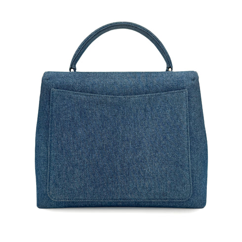 CHANEL VINTAGE TURN LOCK HAND BAG BLUE DENIM CANVAS 90300602 - PURPOSE