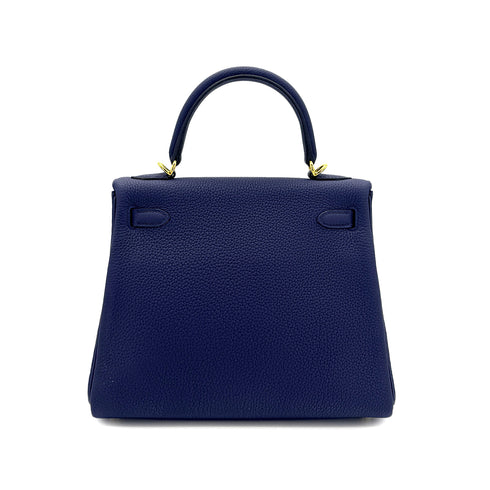 HERMES KELLY 25 RETOURNE BLUE SAPHIR TOGO HAND SHOULDER BAG B GHW 90300651 - PURPOSE